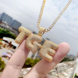 A-Z Custom Name Bubble Letters Necklaces Mens Fashion Hip Hop Jewelry Iced Out Gold Silver Initial Letter Pendant Necklace337L