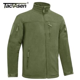 Mens Jackets TACVASEN Winter Tactical Fleece Jacket Zipper Pockets Thermal Warm Security Full Zip Fishing Work Coats Outwear Tops 230927
