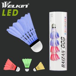 Balls Welkin 4pcs Lighting Badminton Dark Night Colorful LED Sport Light Spot Shuttle cock Shuttlecock 230927