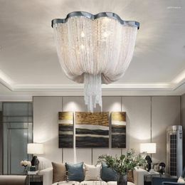Ceiling Lights Post Modern Design Aluminum Chain Tassel Light Luxurious Home Decoration Dining Room Bedroom Lamps