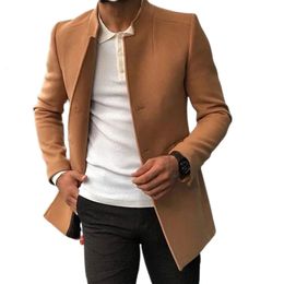 Men's Wool Blends Euro Size Men Polyester Coats Autumn Winter 2023 Slim handsome windbreaker business casual Overcoat Jackets for man 230927