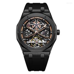 Wristwatches FAIRWHALE Tourbillon Watch For Men Skeleton Mechanical Watches Business Waterproof Leather Strap Luxury WristWatch Reloj Hombre