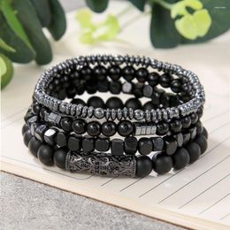 Charm Bracelets Couples Black Matte Hematite Stone Men Fashion Natural Multi-layer Beads For Women Wrist Jewellery