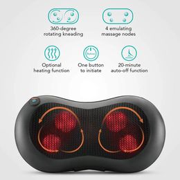 Back Massager Relaxation Massage Pillow Vibrator Electric Head Shoulder Back Heating Kneading Infrared therapy pillow shiatsu Neck Massager 230927