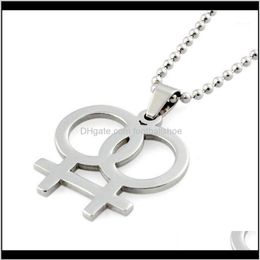 Pendant & Jewelry Fashion Rainbow Necklace Lesbian Necklaces Pendants For Women Gay Pride Sier Color Jewelry Bead Chain Link 24Inc173K
