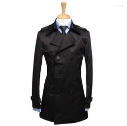 Men's Trench Coats Double-breasted Casual Woolen Coat Men Long Sleeves Overcoat Mens Cashmere Casaco Masculino Inverno England 89