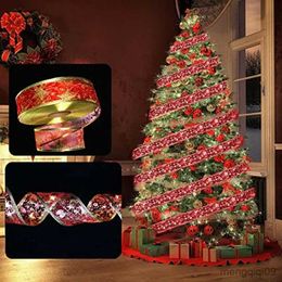 Christmas Decorations Christmas Ribbon Fairy Light Christmas Decoration DIY Light Tree Ornaments For Home Xmas Decor New Year