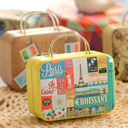 Gift Wrap Vintage Metal Storage Box Wedding Party Candy Retro Suitcase Handbag Small Rectangular Candy Chocolate Container1270e