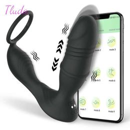 Sex Toy Massager Telescopic Vibrating Butt Plug Anal Vibrator App Remote Control Penis Toys for Men Ass Dildo Prostate Massager
