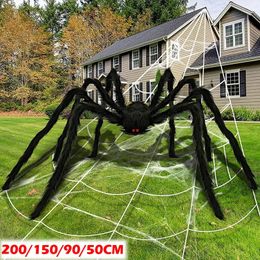 Other Event Party Supplies Black Spider Halloween Decoration Haunted House Prop Indoor Outdoor Giant Decor Vivid Scary Spiders Huge Web 230921