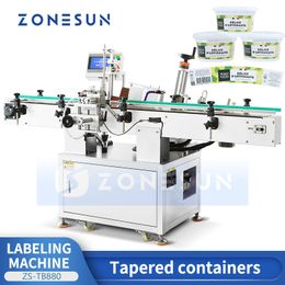 ZONESUN Automatic Tapered Label Applicator Bottle Labeling Machine Conical Container Custom Design Stickering Equipment ZS-TB880