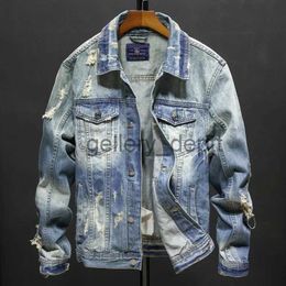 Men's Jackets Spring and autumn Denim Jackets Men Cowboy Slim Fit Hole Jacket Men's Ripped Jean Jacket Hip Hop Streetwear Coats Plus size 5XL J230928