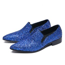 Fashion Slip on Night Club Party Shoes Classic Pointed Toe Print Dress Shoes British Style Real Leather Man Prom Shoes
