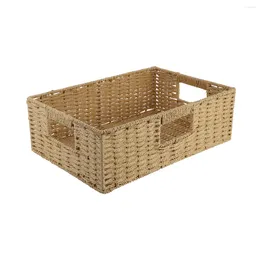 Storage Bottles Rattan Sundries Basket Decorative Bins Lids Weaving Container Desktop Child