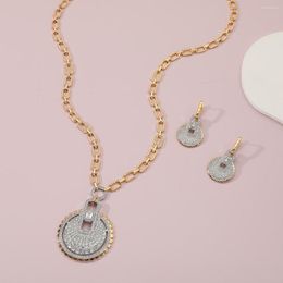 Necklace Earrings Set Classic Fashion Women's Long Chian Round Zircon Design Arabian Style Trendy Party Wedding Jewelry