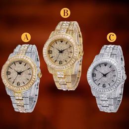 Topgrillz Iced Out Baguette Watch Quartz Gold Hip Hop Wrist Watches With Micro Pave Cz Stainless Steel Wristband Clock Hours Y1905321q