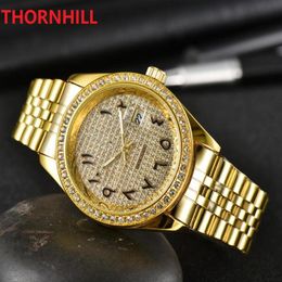 High quality luxury Famous Mens Women Wristwatch Quartz Movement Male Time Clock Full Diamonds Ring Ice Out Watch231m