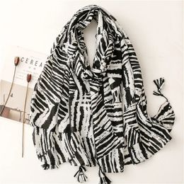 Scarves Wuaumx Women's Scarf Zebra Pattern Print Spring Autumn Stripe Shawl And Wraps For Lady Muffler Hijab 18090cm 230928