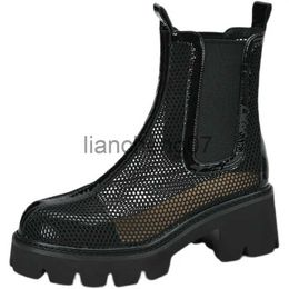 Boots 2022 Summer Breathable Platform Boots Women Buckle Boots Size 40 Lace-up Mesh Boots Women Ankle Boots for Women Flat Shoes x0928