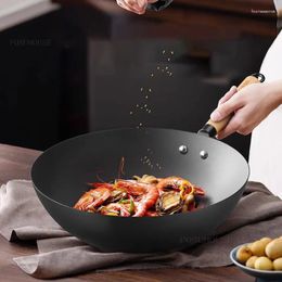 Pans Titanium Frying Woks Non-rusting Non-stick Pan Wok Home And Kitchen Uncoated Iron Saucepan For Gas Cooker