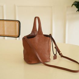 Evening Bags Genuine Leather Women's Bag Handbag Large Capacity Bucket High-end Vegetable Basket