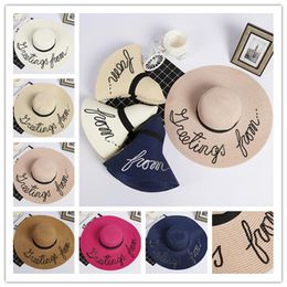 Spring summer women straw hat foldable wide brim hats lady beach hats with embroidered sequins sun hat ship307s