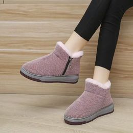 2023 Winter Women's Boots Large Size 35-43 Home Non-Slip Plus Fleece Thick Soled Mother Comfortable Warm Cotton Shoes