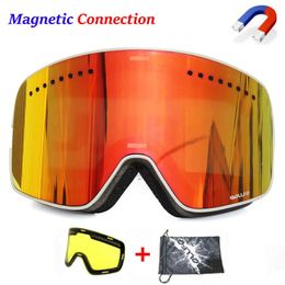 Outdoor Eyewear Magnetic Ski Goggles Anti-fog UV400 Double Layers Lens Snowboarding Skiing Goggles for Men Women Ski Glasses Eyewear Graced lens 230927