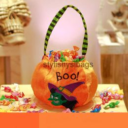 Totes Halloween Party Handheld Candy Bag Pattern Children's Fleece Gift Bag Bat Black Cat Pumpkin Bag07stylishyslbags