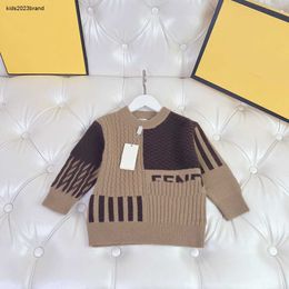 Contrast color design sweater for kids fashion child Knitwear top Size 100-160 CM autumn Knitted pullover for boy girl Sep25