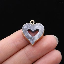 Pendant Necklaces Natural Stone Crystal Heart-Shaped Hollow For Jewellery Making DIY Necklace Earrings Bracelet Accessory