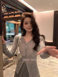 Casual Dresses Summer Pure Wind V-neck Knitted Sun Protection Outside With Cardigan Thin Chic Sweet Spice Breathable Top