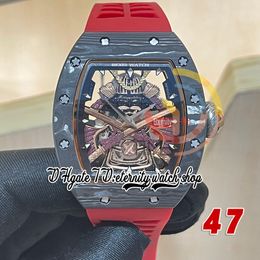 RRF 47 Latest version Japan Miyota NH Automatic Mens Watch NTPT Carbon fiber Case Golden Samurai Armor Dial Red Rubber Strap Super version eternity Wristwatches