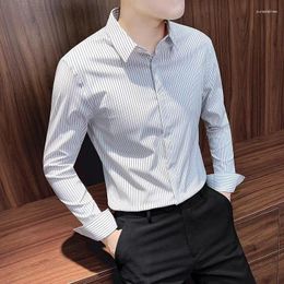 Men's Casual Shirts 2023 Shirt Long Sleeve Korean Non Elastic Business Light Tops For Clothing Camisas Y Blusa