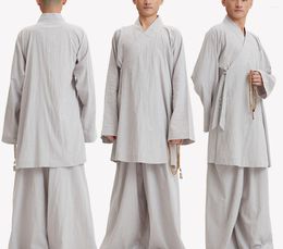 Ethnic Clothing Unisex Cotton 6Color Blue/Grey High Quality Summer&Spring Shaolin Monk Suits Zen Lay Uniforms Arhat Wushu
