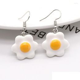 Dangle Chandelier Earrings 1 Pair Cute Flower Fried Egg Drop For Women Gift Fashion Creative Kawaii Yolk Poached Food Jewellery Delivery Dhlfu