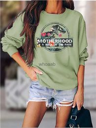 Women's Hoodies Sweatshirts MOTHERHOOD IS A WALK IN THE PARK Letter Print Crewneck Sweatshirt Fall 2020 Dinosaur Head Graphic Women Pullover Clothes YQ230928