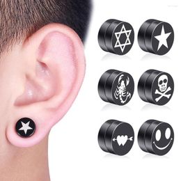 Backs Earrings FIREBROS 2023 Hip Hop Rock Style Men Stainless Steel Black Magnetic Ear Clip Without Hole Cuff Fake Earring Jewelry Drop