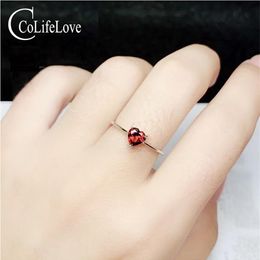 Simple 925 silver garnet heart ring 5 mm natural garnet silver engagement ring sterling silver garnet fine jewelry CoLifeLove288w