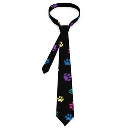 Bow Ties Cute Dog Paws Tie Colourful Print Wedding Party Neck Retro Trendy For Men Graphic Collar Necktie Birthday Gift