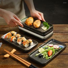 Plates Japanese-style Ceramic Dishes Flat Sushi Dining Utensils Household Side And Rectangular