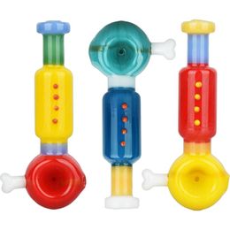 Colourful Glass Pyrex Thick Glass Hand Pipes Portable Dog Bone Decoration Philtre Herb Tobacco Spoon Bowl Smoking Bong Holder Handmade Cigarette Holder Tube DHL