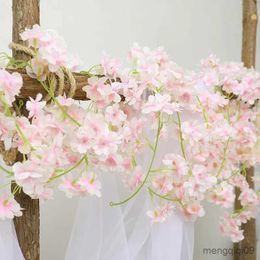 Christmas Decorations Artificial Sakura Flower Vine Wedding Arch Home Christmas Party Fireplace Decoration Silk Cherry Blossom Wall Hang Garland R230928