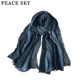 Scarves Superbig Japanese Style Winter Scarf Cotton And Linen Striped Plaid Bubble long women's scarves shawl fashion men scarf 230927