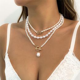 Choker DQQ Vintage Baroque Pearl Heart Necklace For Women OT Buckle Pendant Wedding Bridal Bead Chain Neck Accessories Jewellery Fashion