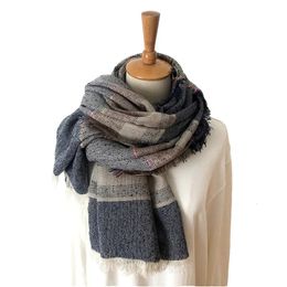 Scarves Japanese Unisex Style Winter Scarf Cotton And Linen Solider Color Long women's Shawl Plaid Men 230927