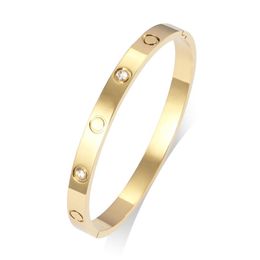 Fashion Jewelry Love Design Bangle Snap Buckle Closure Bracelet Bangles Buckle 316L Titanium Steel Bangle Bracelets With Stone For197e