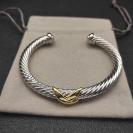 Bangle Designer Dy Cable Bracelet Twisted Bracelets Silver for Men Head Diamond Stone Cuff Bangle Jewelrys Party Wedding Gift Wholesale