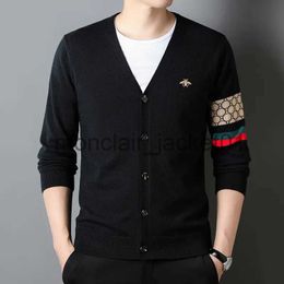 Men's Sweaters High end brand Little Bee embroidered knitted cardigan men's spring and autumn new Korean style shawl luxury casual sweater coat J230927