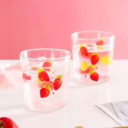 Wine Glasses Strawberry Milk Coffee Cup Heat Resistant Drink Smoothie Latte Simple Cute Water Cups Juice Breakfast Vaso Drinking Mug